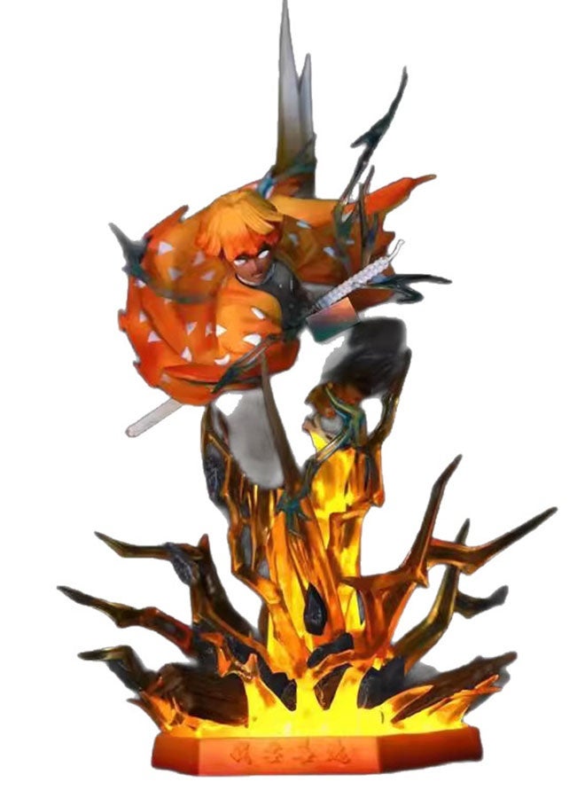 هالامودو النقر فلاش نحت بسيط من زينيتسو أغاتسوما منحوت رأس مزدوج مع مشهد عيون مضيئة مصنوعة يدوياً نموذج ديكور المكتب لعبة 35 سم - Image 1